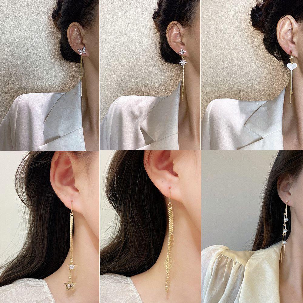 Đôi Bông Tai Dáng Dài Đính Đá Thời Trang Cho Nữ