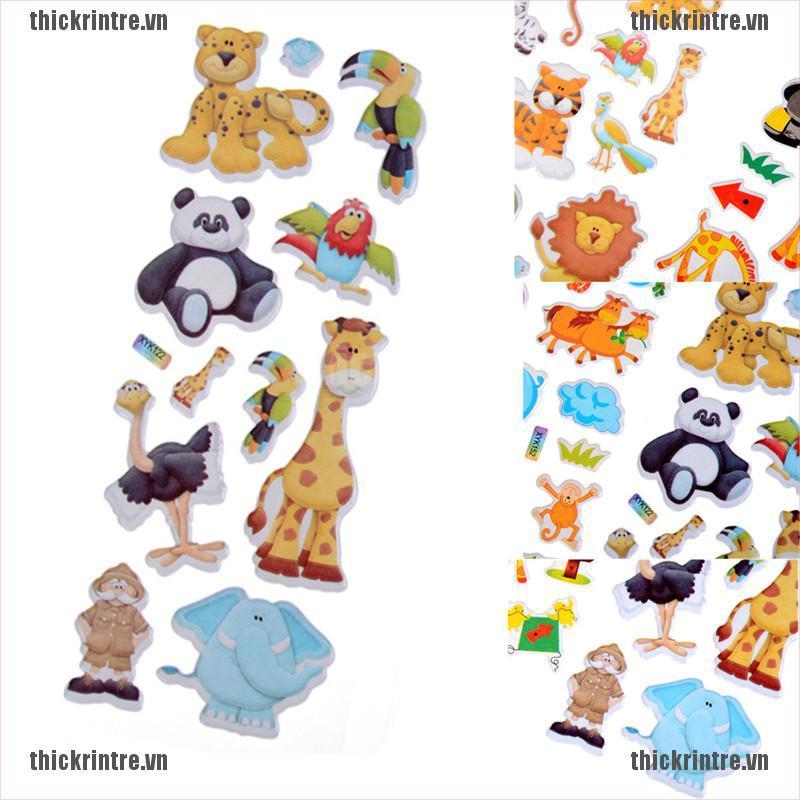 <Hot~new>Kids Toys Cartoon Cute Animals Zoo 3D Stickers Children Girls Boys PVC Stickers