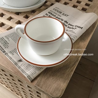 Set cốc đĩa viền nâu