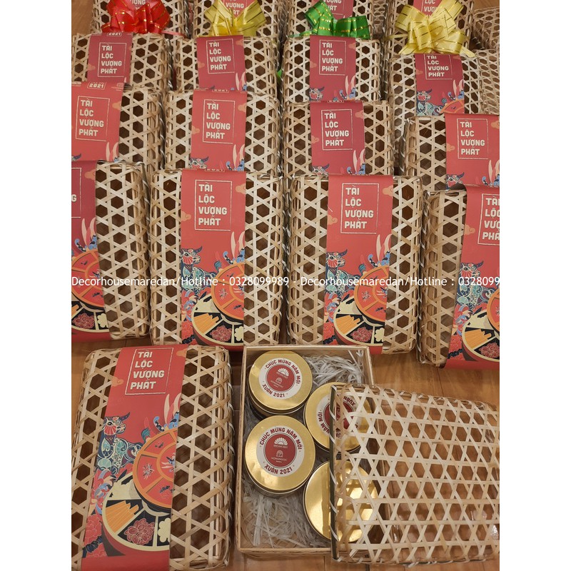 Hộp Quà SET 6 HŨ - Đan Mắt Cáo Mây Tre Đan