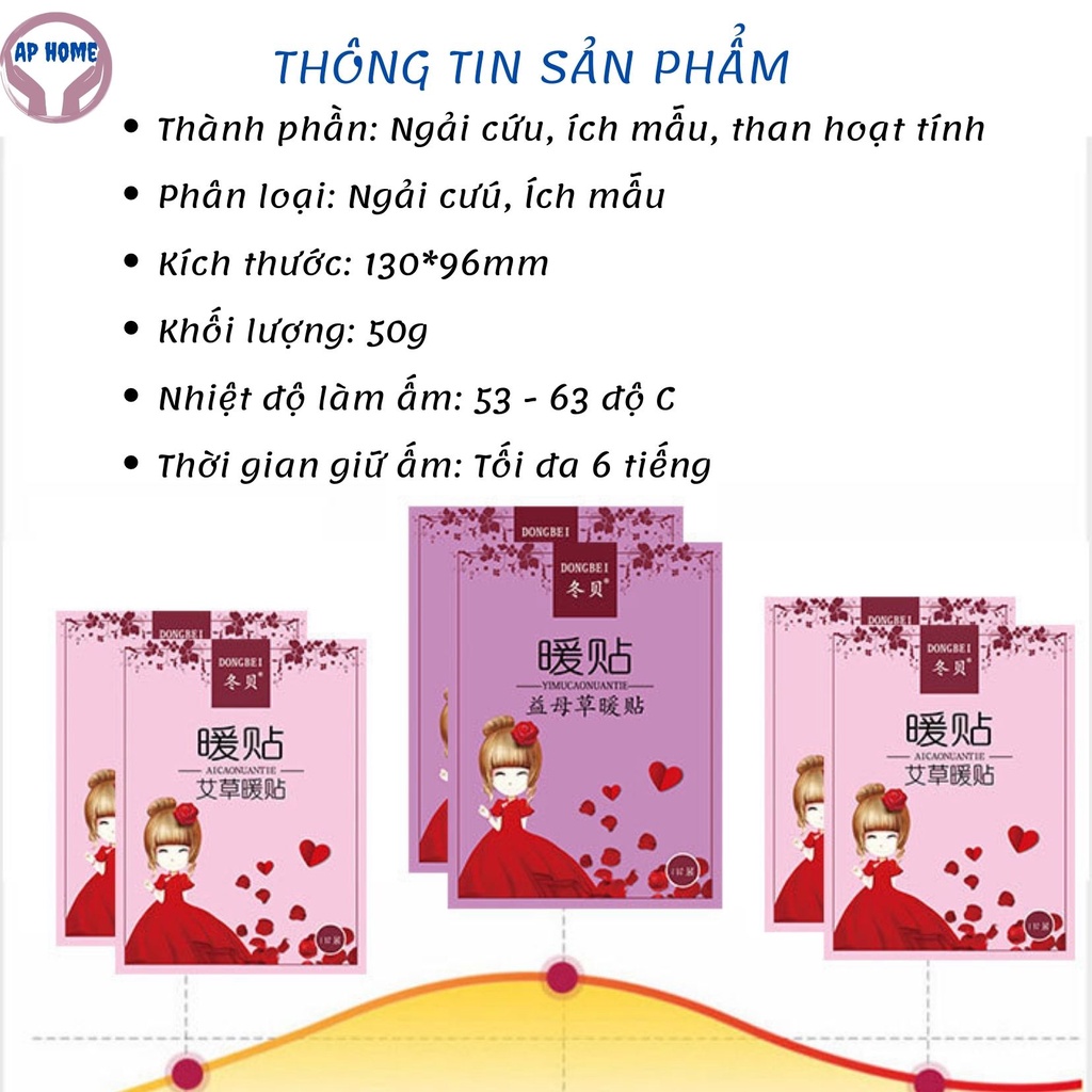 Miếng dán nhiệt giữ ấm cơ thể giảm đau nhức, đau bụng kinh món quà tặng thiên nhiên từ thảo mộc ngải cứu và ích mẫu