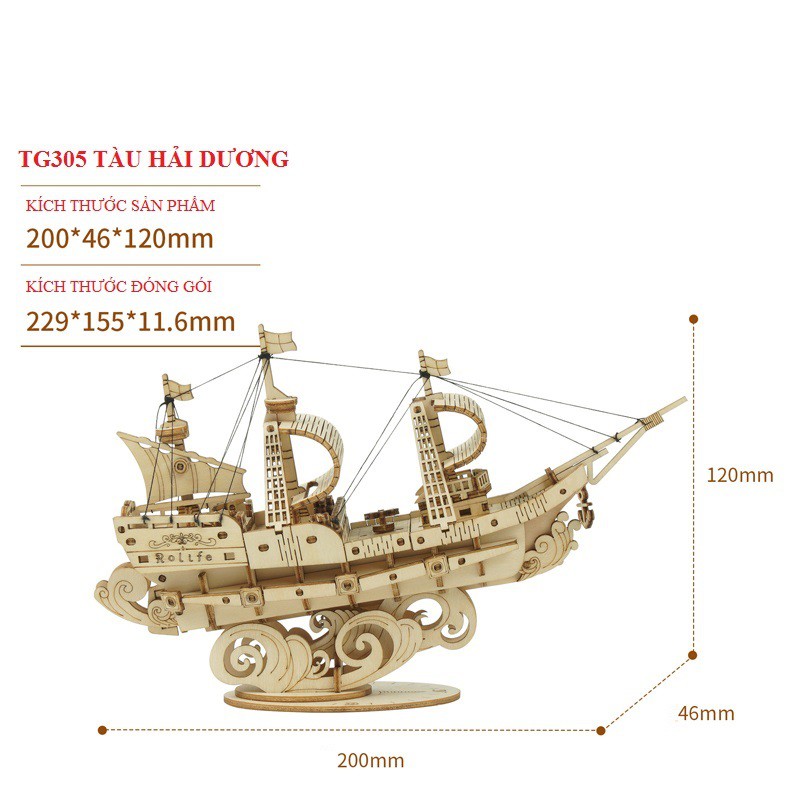 Đồ chơi lắp ráp gỗ 3D Mô hình Tàu Biển Sailing Boat