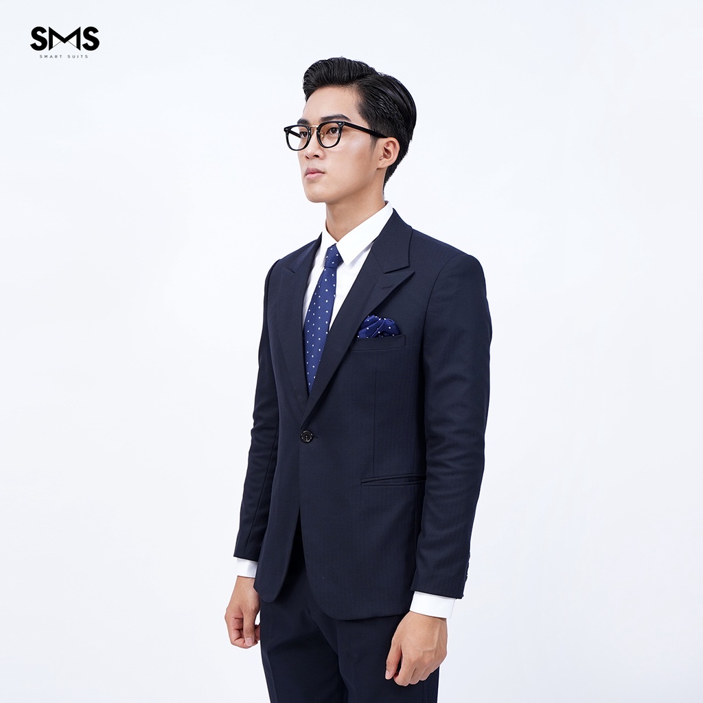 Vest nam Smart Suits xanh đen vân xương cá, suits sartorial