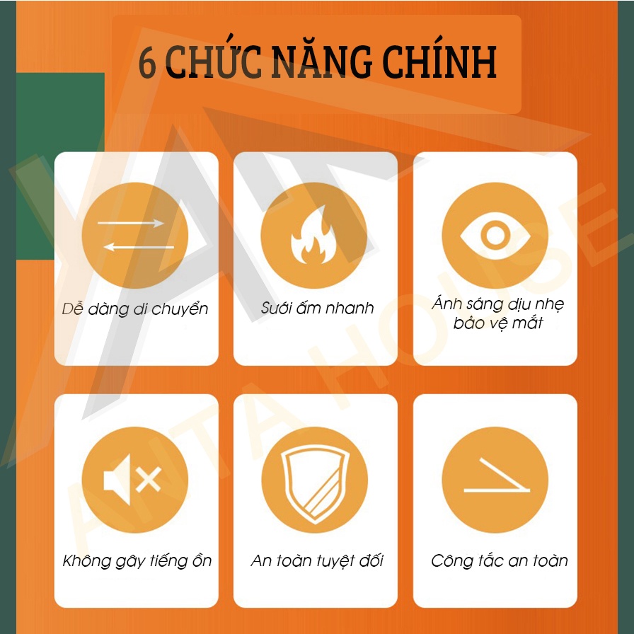 Đèn Sưởi Mini AntaHouse - Đèn Sưởi Để Bàn Cho Văn Phòng Bàn Làm Việc Phòng Ngủ - Siêu An Toàn - Nhỏ Gọn - Tiện Lợi