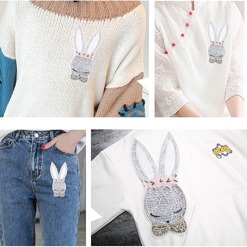 Sticker Ủi Thêu Hình Thỏ Hoạt Hình