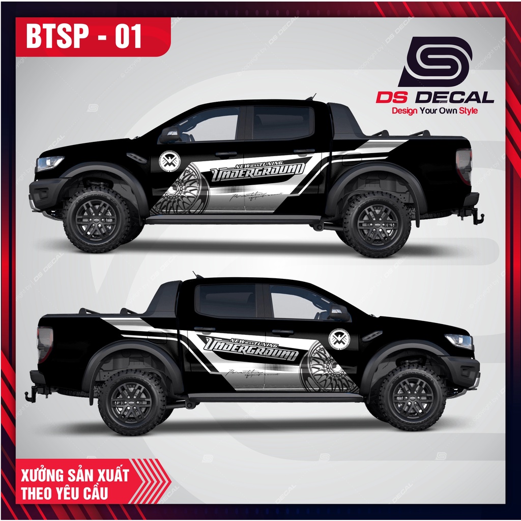 Tem xe ô tô ford ranger, decal dán xe bán tải chất liệu tốt, tem dán xe ô tô phong cách thể thao mới lạ