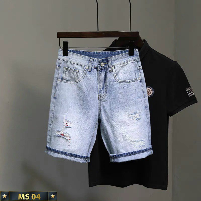 Quần short jean nam xanh rách họa tiết cao cấp - chất liệu bò co giãn tốt ( Hàng chuẩn shop) Lady-Hn Store88 KV307