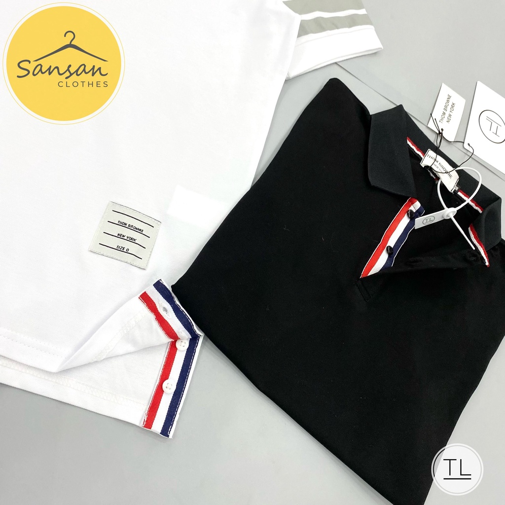 Áo polo nam thom-browne ngắn tay cotton thoáng mát