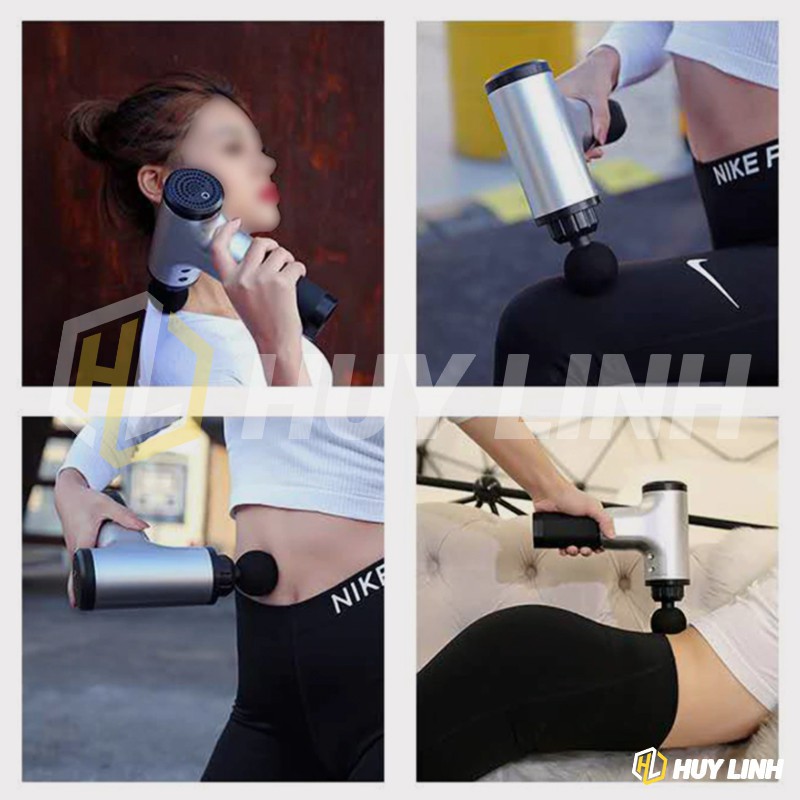 ☾☫Máy massage Fascial Gun 4 đầu 6 chức năng HL25 - cầm tay thư giản cơ bắp