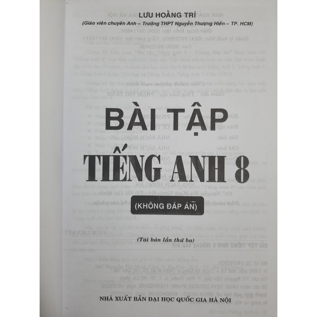 Sách - Bài tập Tiếng Anh 8 (không đáp án)