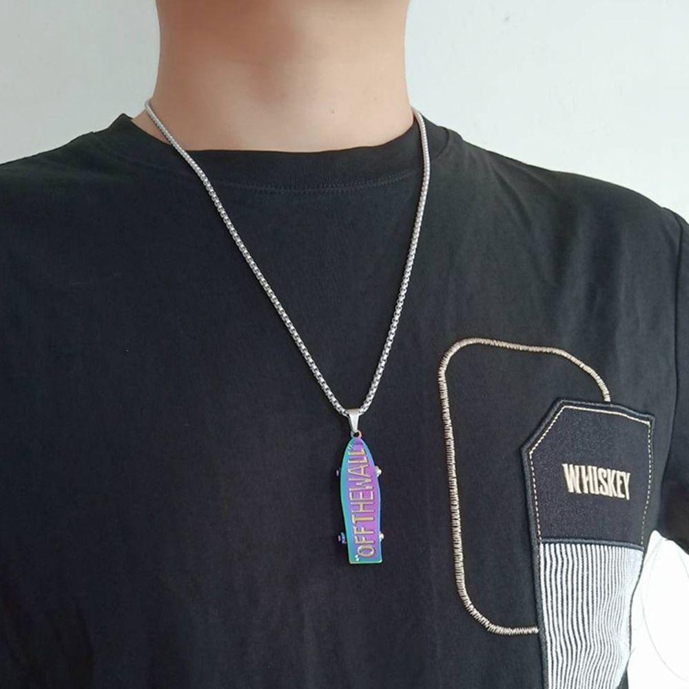 Vòng cổ Mặt Ván Trượt In Chữ Phong Cách Hip Hop|Vòng cổ Thép Titan Phong Cách Hàn Quốc Cho Nữ