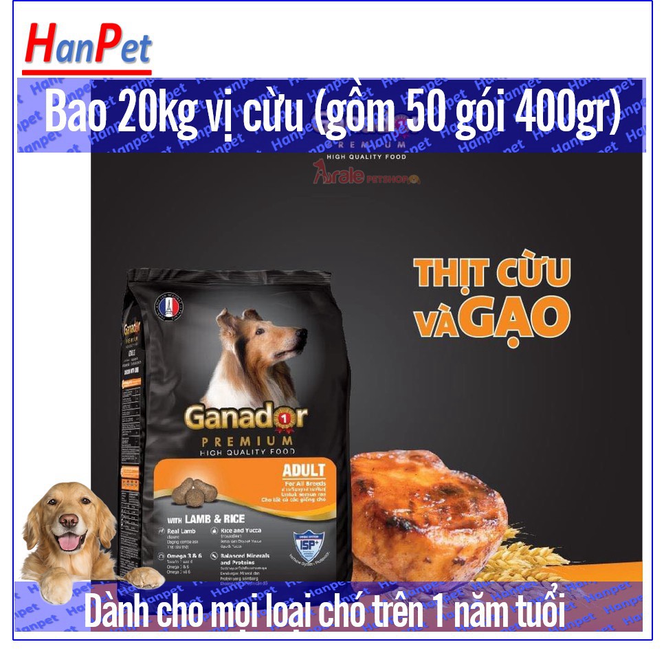 HCM-  Ganador Adult Bao 20kg Thức ăn cho chó dạng hạt dành cho mọi loại chó trên 1 năm tuổi