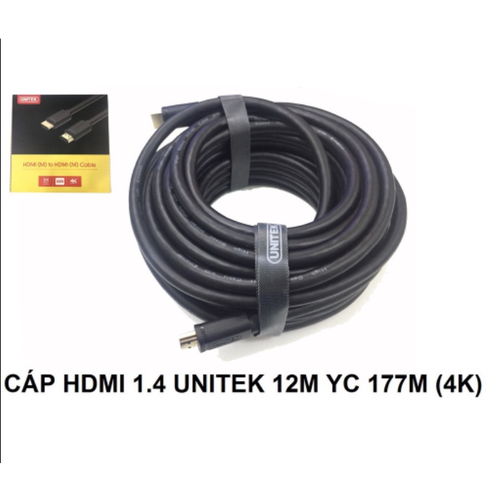 Cáp HDMI 12m UNITEK YC 177 4K (Dây tròn trơn, hàng cao cấp)