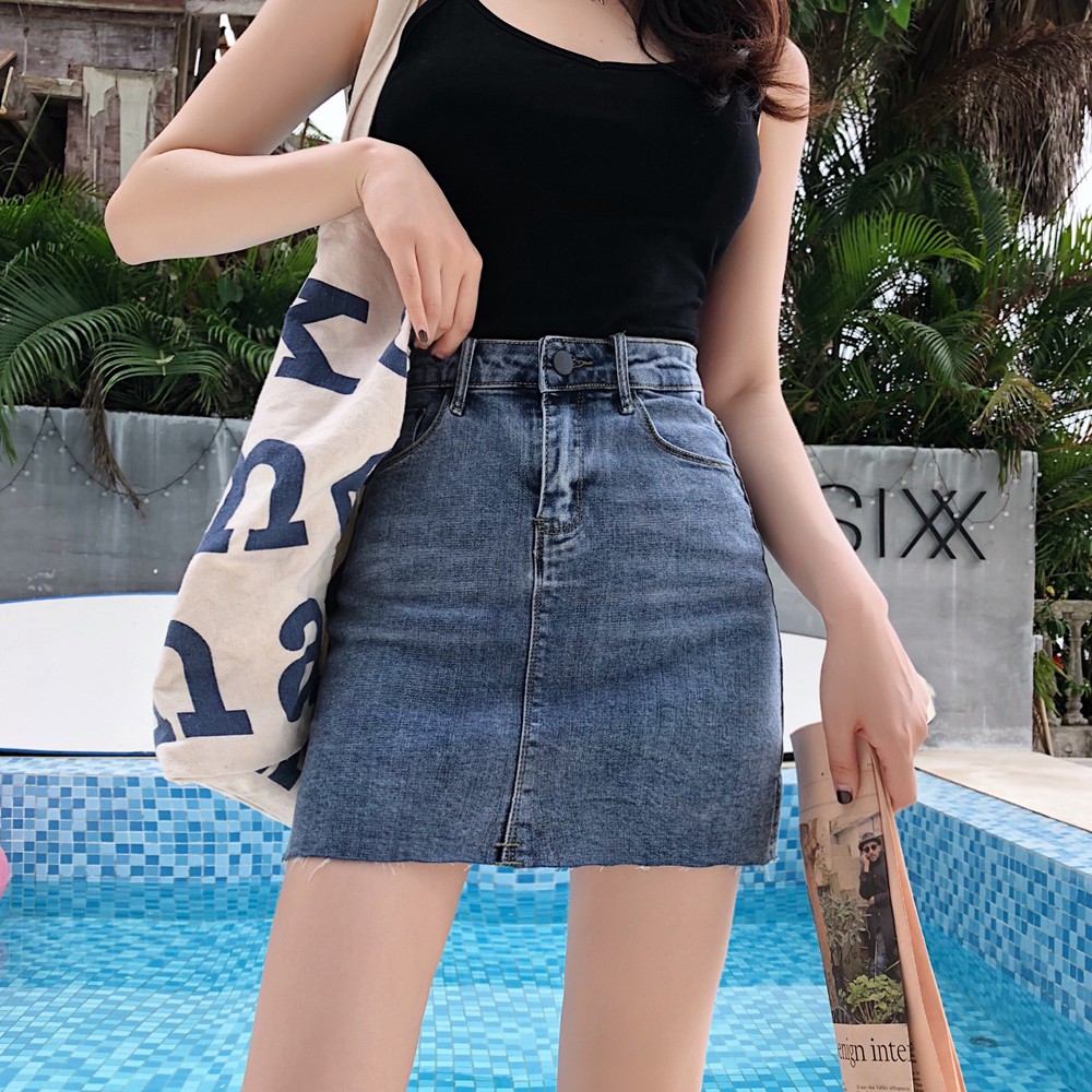 Chân váy jeans chữ A Ulzzang