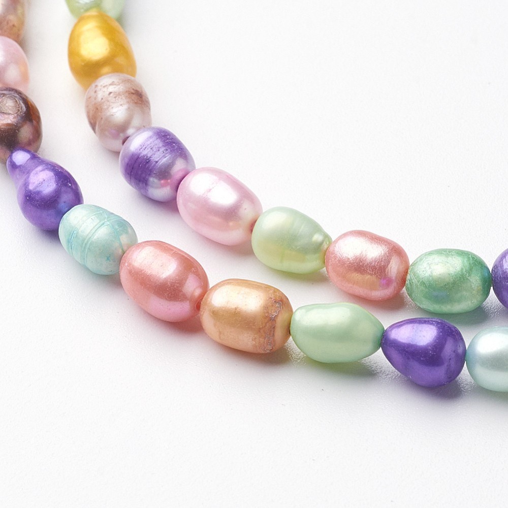 20 Hạt ngọc trai nước ngọt nuôi cấy nhiều màu màu 5 ~ 6mm lỗ 0.5mm