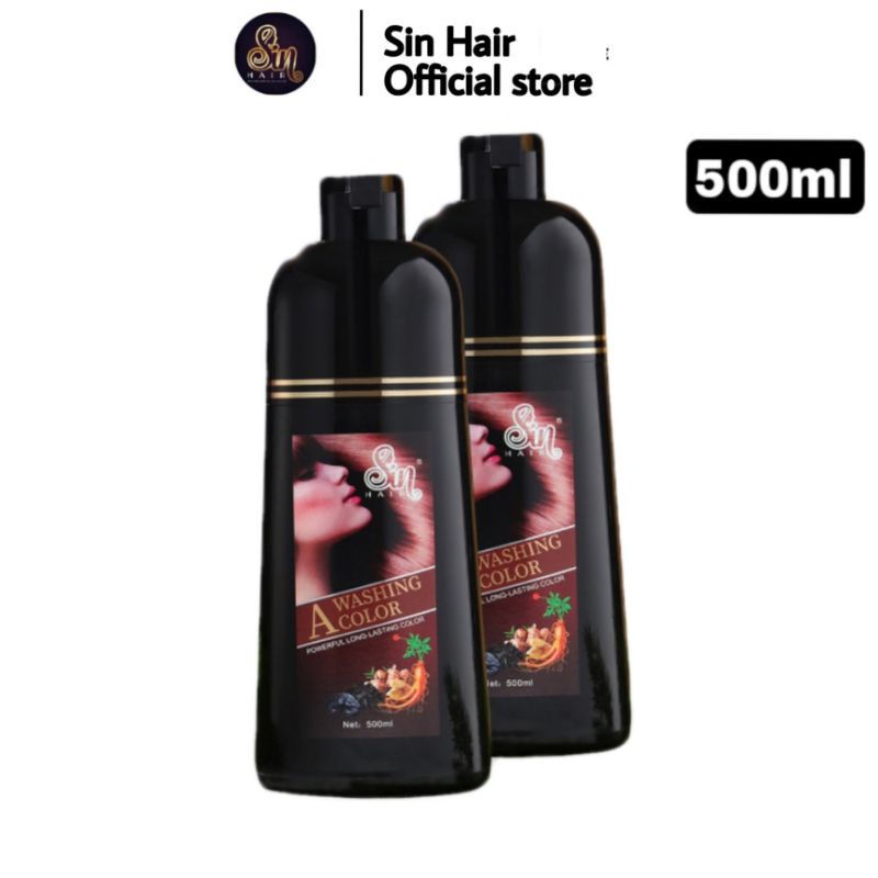 Số 1 Nhật Bản Combo 2 chai dầu gội phủ bạc màu nâu Sin Hair  500ml