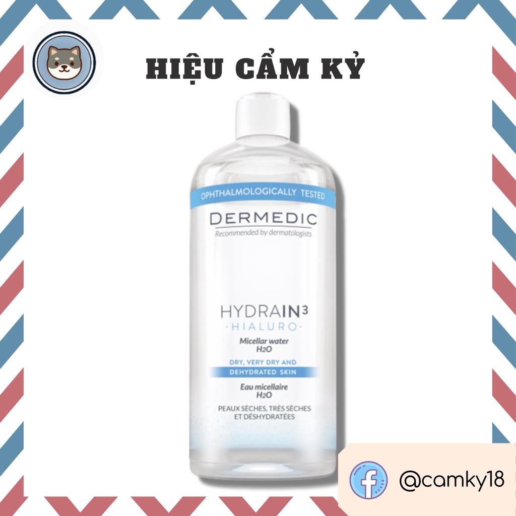 Nước Tẩy Trang Dành Cho Da Khô Và Da Mất Nước Dermedic Hydrain3 Micellar Water H2O 100ml