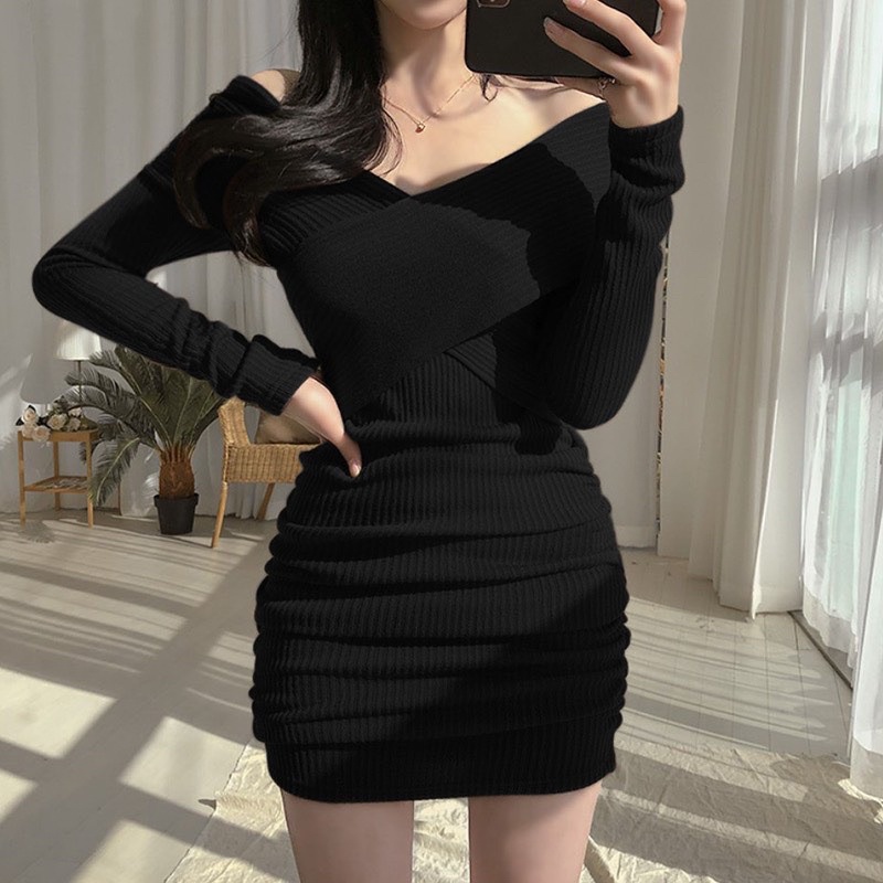 ĐẦM ĐEN - NÂU BẸT VAI CHÉO NGỰC | BigBuy360 - bigbuy360.vn