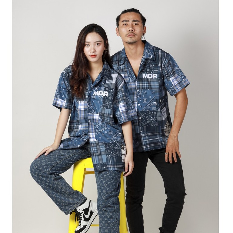 Áo Sơ Mi Unisex Hoạ Tiết Tay Ngắn Cổ Vest Thời Trang nam nữ Vải Lụa Chính hãng Local Brand Mi Midori