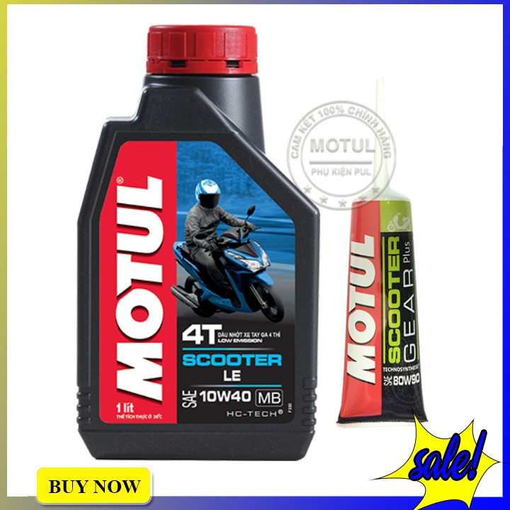 Combo nhớt xe tay ga Motul scooter le 4t 10w40 1l + nhớt hộp số