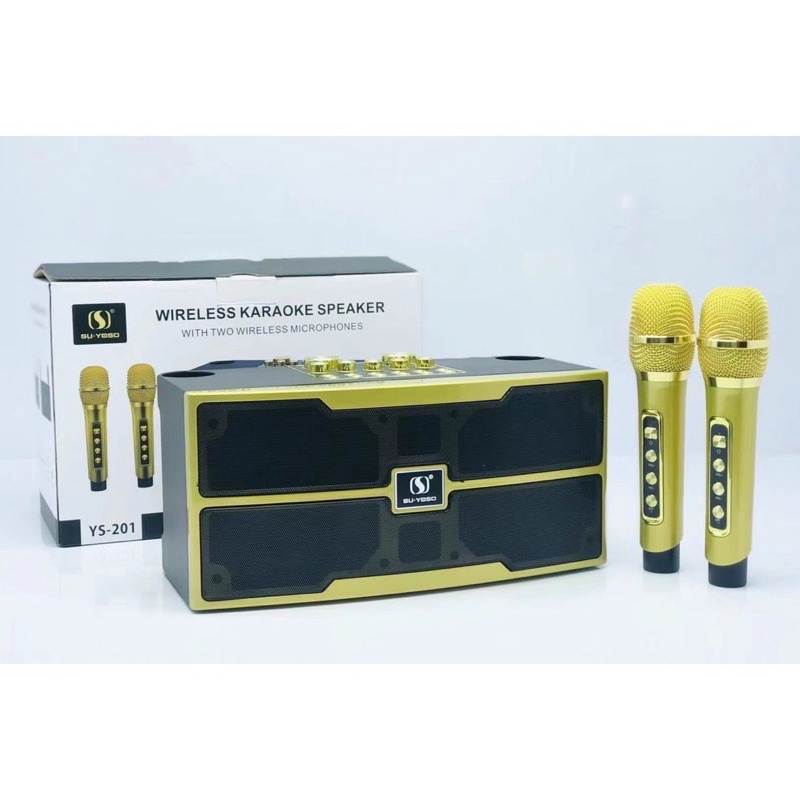 Loa Kèm Micro  Karaoke Bluetooth YS-201 Bass Siêu Trầm Công Suất 35W Tặng Kèm 2 Chiếc Micro Cầm Tay Bảo Hành 06 Tháng