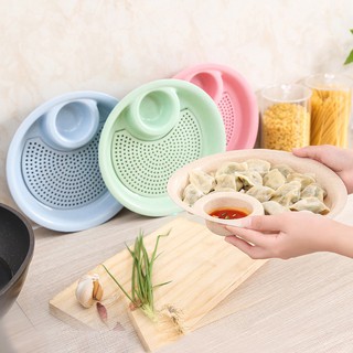 Đĩa đựng thức ăn lúa mạch có khay nước chấm tiện lợi