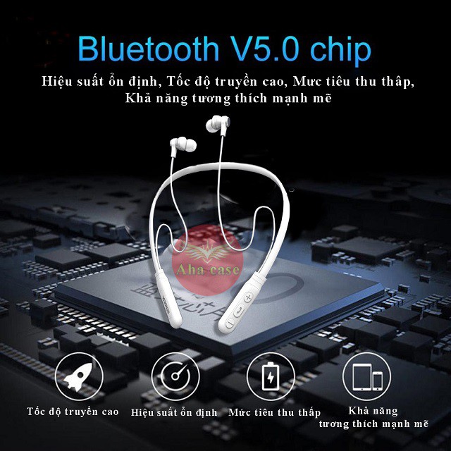 [FREE SHIP] Tai Nghe Bluetooth quàng cổ Sendem E35 Kiểu Dáng Thể Thao, Pin cực trâu 15 TIẾNG, Bảo hành 12 tháng