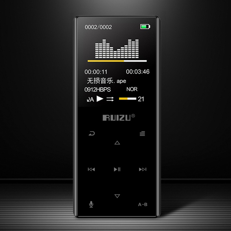 Máy nghe nhạc MP3 MP4 RUIZU D29 bằng kim loại Bluetooth nén HiFi hỗ trợ FM/ ghi âm/ sách điện tử/ đồng hồ (8GB Sier)