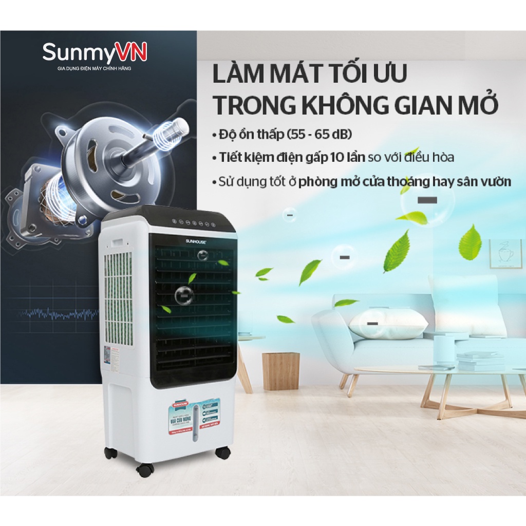 Quạt Điều Hòa Hơi Nước Sunhouse SHD7727 Bình Chứa 40L- Bảo hành chính hãng