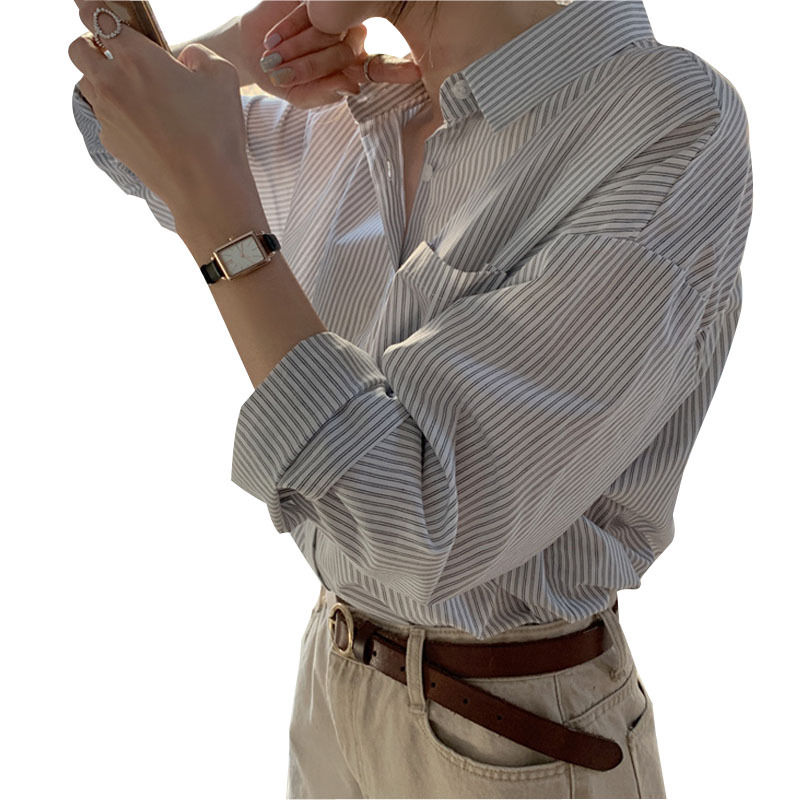 Áo Sơ Mi Nữ Dáng Rộng Kẻ Sọc Thời Trang