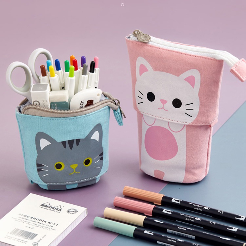 Hộp Đựng Bút Bằng Vải canvas Đa Năng In Họa Tiết Hoạt Hình Dễ Thương Cho Bé Ốp