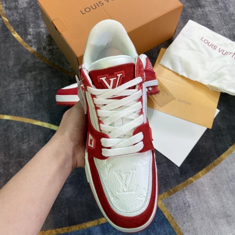 GIÀY LV RED WHITE LAI AU SC , giày lv đỏ trắng cao cấp độn đế nam nữ ảnh thật bongstore tự chụp