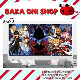 Tranh Canvas Anime bộ 3 tấm Sword Art Online Aincrad Full Nhân vật
