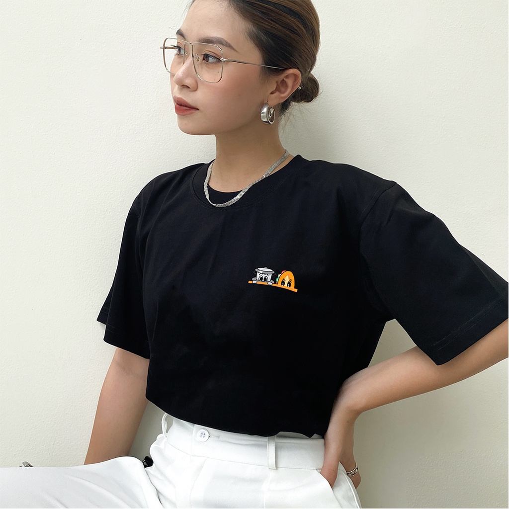 Áo thun unisex In hình Cà phê và Bánh mì MINI Việt Nam form basic 100% cotton version 2 SOUL OF A NATION - Đen/Trắng