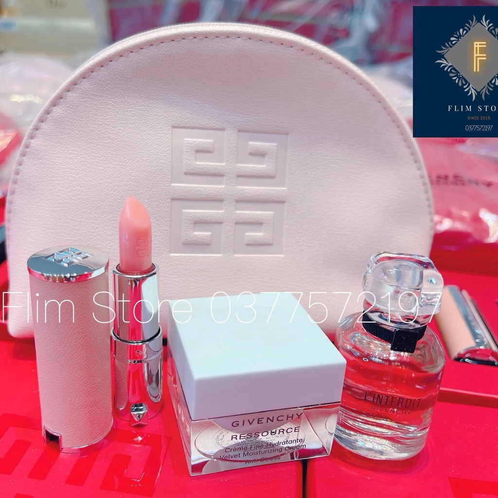 [Chuẩn Auth 100%] Set dưỡng da cao cấp Givenchy ấp ẩm cấp nước ( nước hoa , son , kem dưỡng )