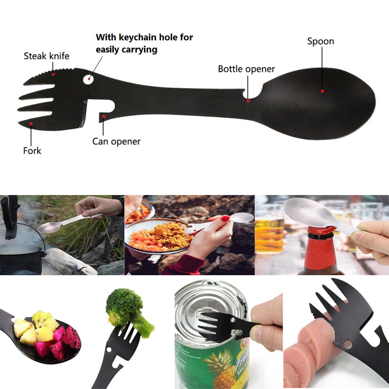 Muỗng Nĩa Dao Đa Năng Bằng Thép Không Gỉ Tiện Dụng
