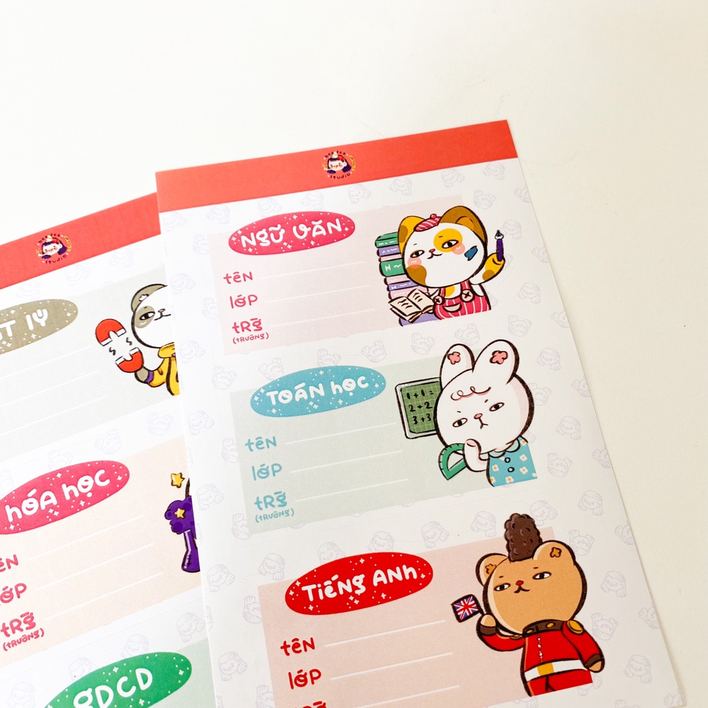 Sticker Nhãn Vỡ Môn Học Tiện Lợi Dễ Thương by Beedee studio - Hidari