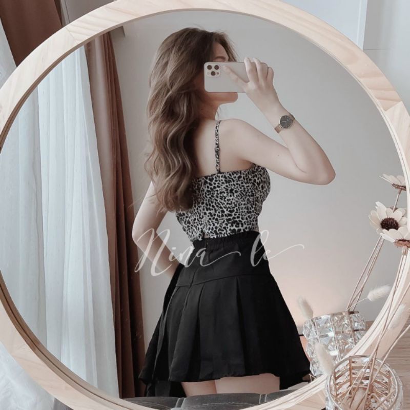 Set ba món áo khoác vest kèm áo 2s beo mix chân váy xếp ly
