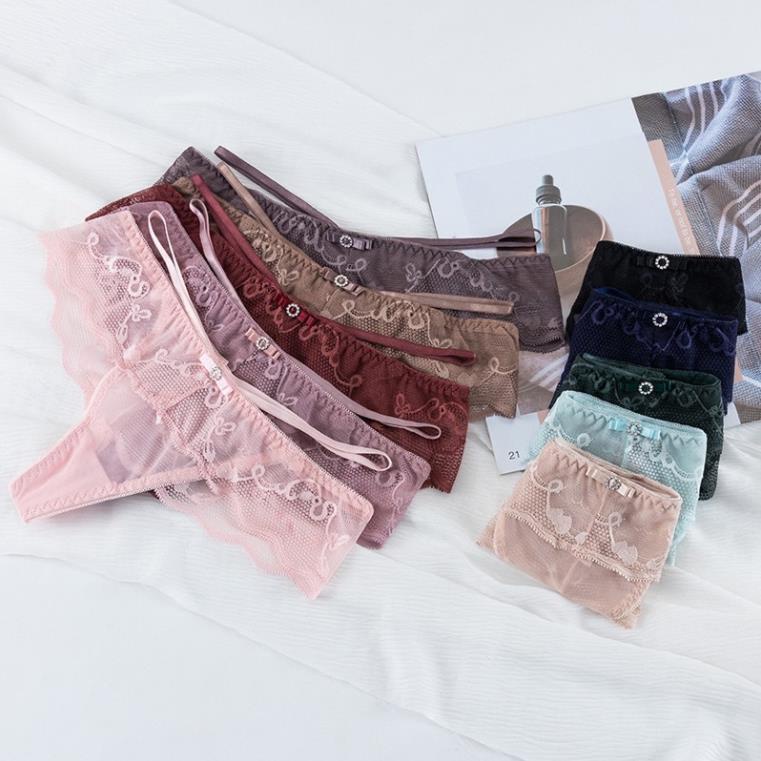 Quần Lót Nữ Wannale ️Quần Lọt Khe Ren Sexy Phối Họa Tiết 2 Dây Hông Gợi Cảm Quyến Rũ 8038