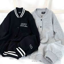 Áo khoác bomber nỉ bông unisex thêu 3 chú gấu