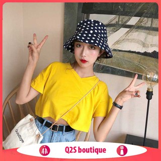Áo Croptop Cổ Tim Vàng Mustard Basic DÁNG SUÔNG NGẮN