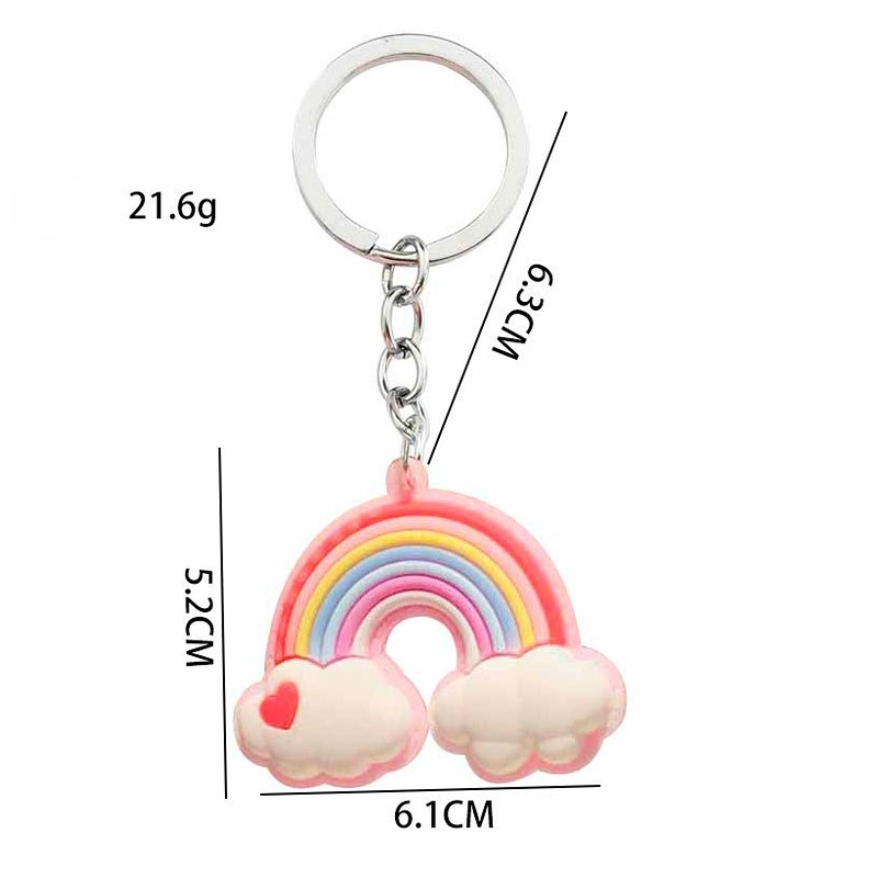 Móc Khóa Nhựa PVC Hình Cầu Vồng 3D Dễ Thương