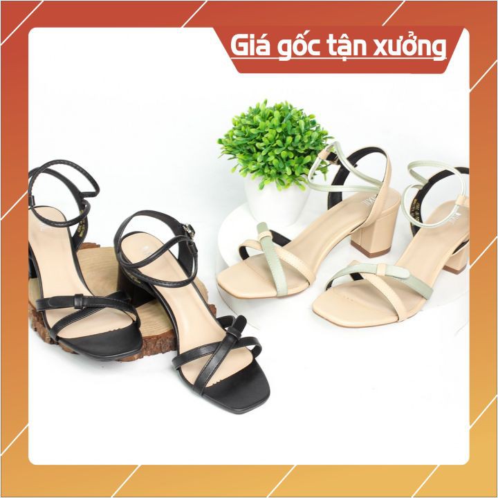 GIÀY SANDAL NỮ CAO GÓT 5CM 🍁 𝑭𝑹𝑬𝑬𝑺𝑯𝑰𝑷 🍁 MŨI TRÒN QUAI CHÉO MẢNH, 2 MÀU KEM & ĐEN SANG CHẢNH THƯƠNG HIỆU PAMELA MÃ S19