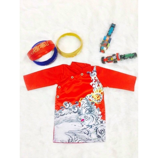 Áo dài in hình hổ cho bé trai