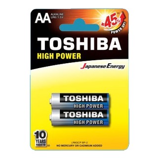 Pin tiểu Alkaline Toshiba AA, High Power, 1.5V, không sạc, vỉ 2 viên, LR6GCP BP-2PV
