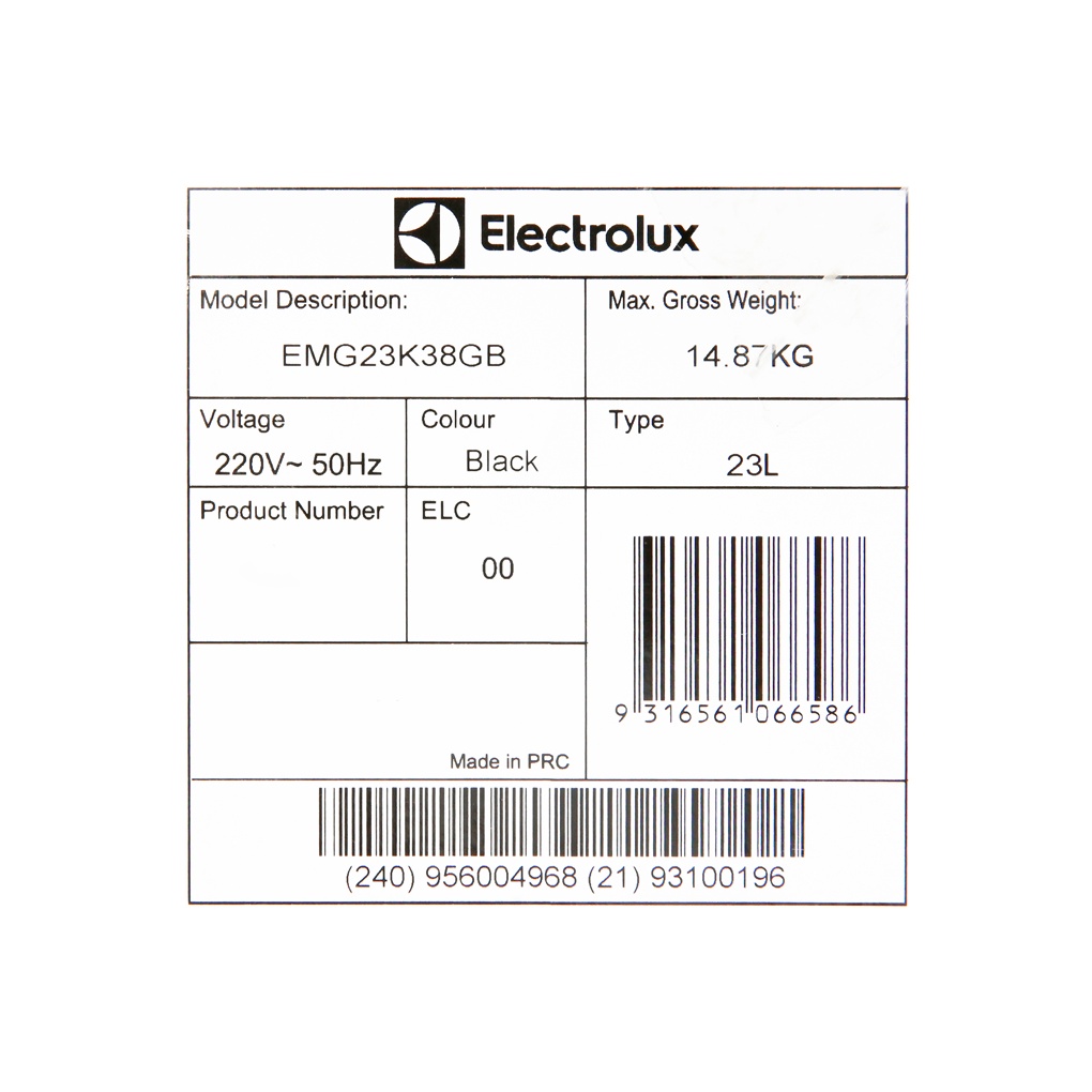 [Mã ELHADEV giảm 4% đơn 300K] Lò vi sóng Electrolux EMG23K38GB 23 lít 800 W - Chính hãng BH 2 năm