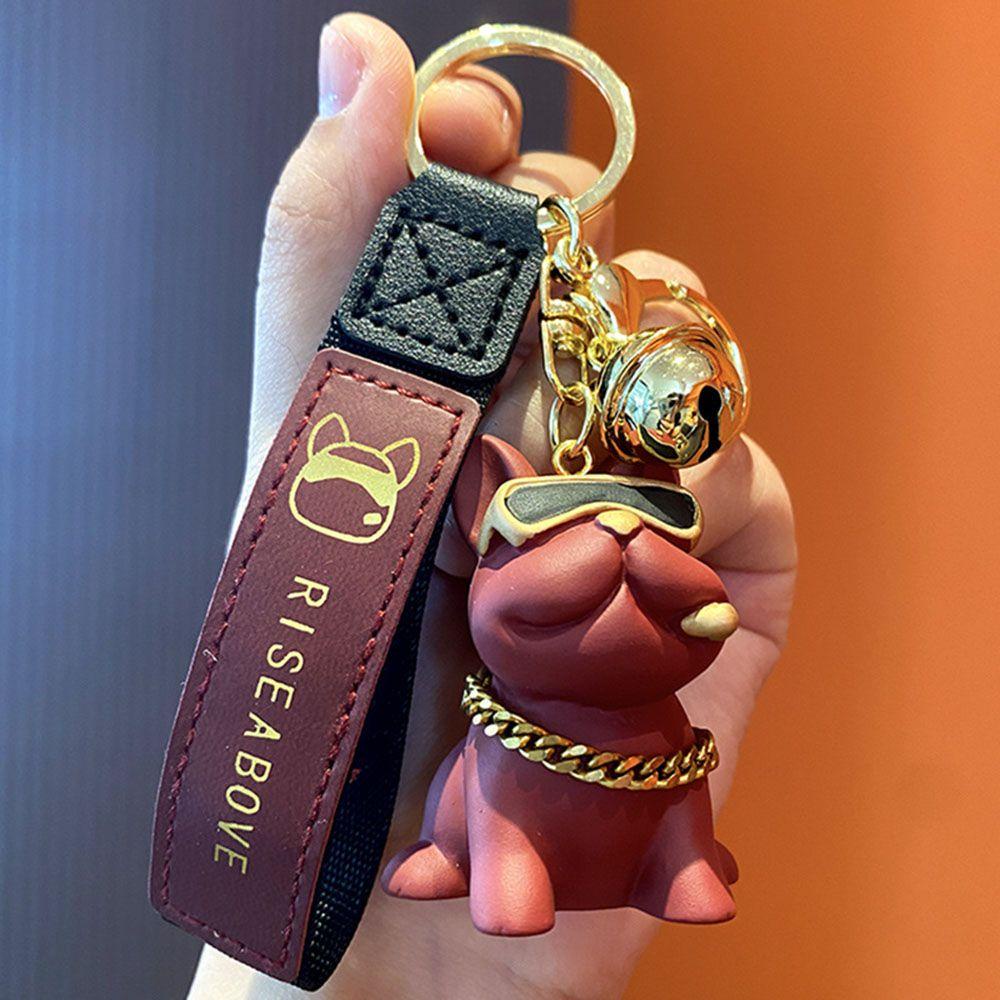 LANFY Móc Khóa Hình Chó Bull Đeo Kính Mắt Thời Trang Cá Tính