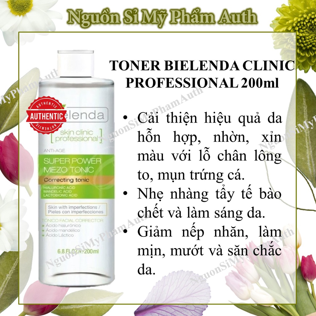 Nước hoa hồng Bielenda xanh lá_Toner Bielenda Super Power Mezo Tonic Skin Clinic Correcting