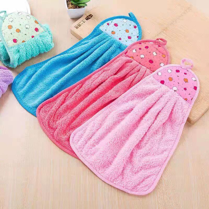 Khăn lau tay nhà bếp có móc treo tường cotton thấm hút tốt hello kitty thỏ freeship