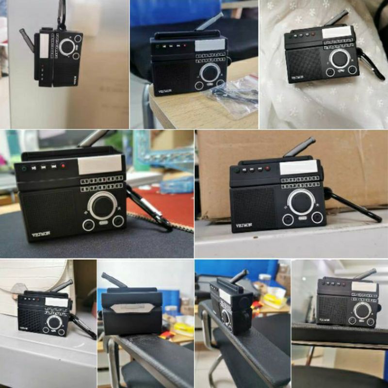 (Order 7 ngày) Case bảo vệ Airpods Pro/1/2 hình đài radio retro vintage màu đen / boombox music box